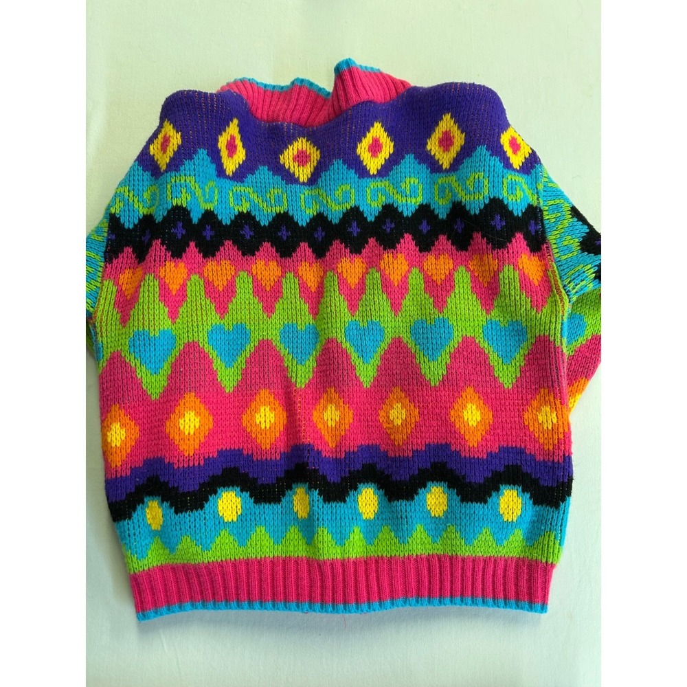 McKIDS Vintage 90s Sweater Bundle Girls 6 6X Neon Geometric Striped Cardigans - Picture 3 of 9